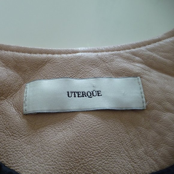 UTERQUE LAMBSKIN ROSEPETALS/BEIGE LEATHER BIKER JACKET SIZE SMALL NEW NO TAGS - Picture 13 of 15